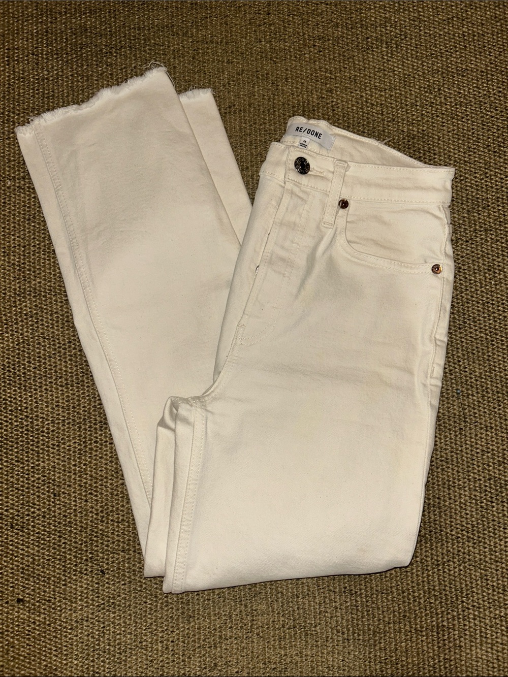 Re/Done Cream High-Rise Straight Jeans